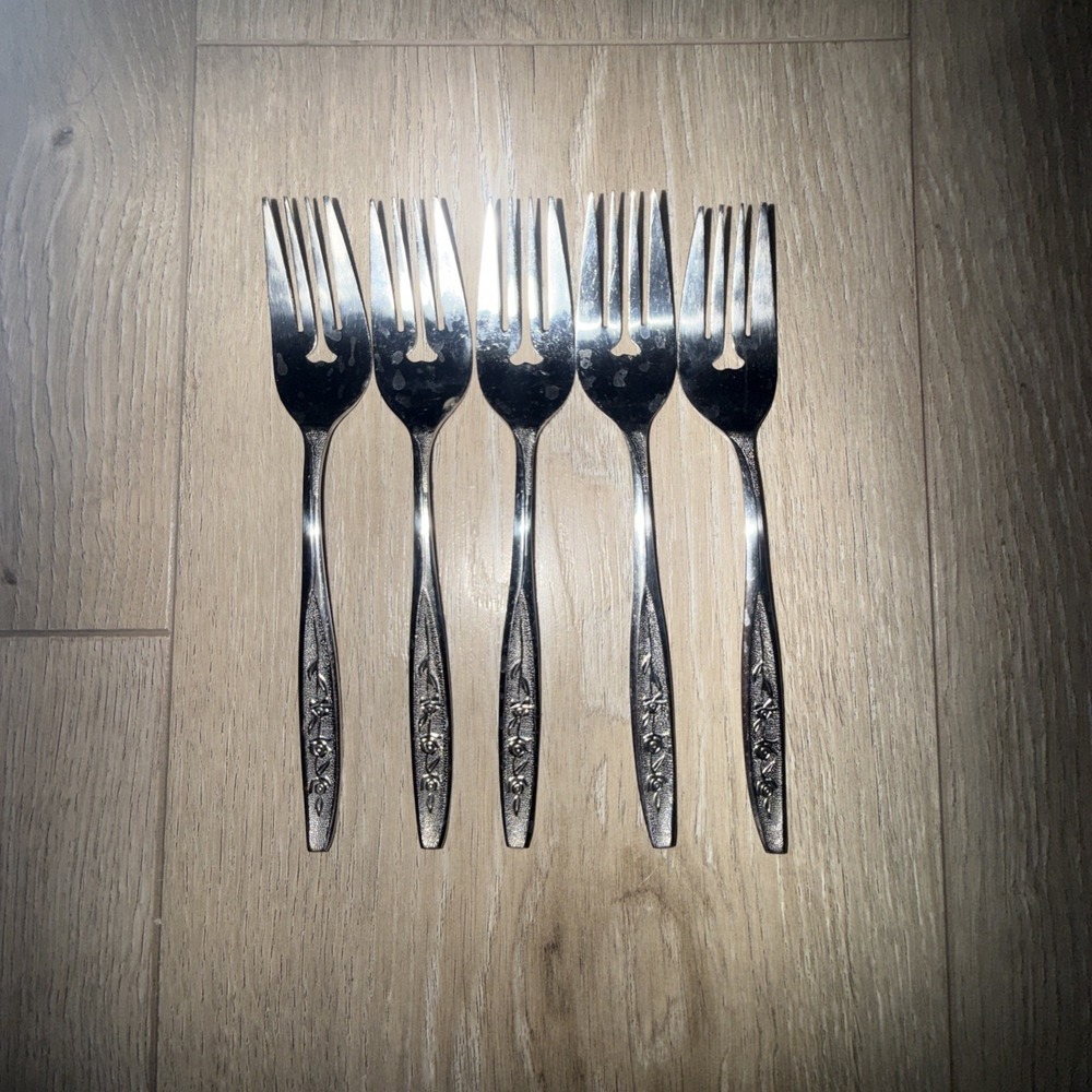 EKCO Eterna ROSE COTILLION  Salad Forks Set of‎ 5 Korea Stainless Steel